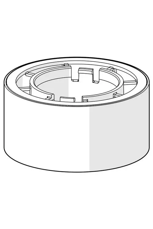 Hoher Sockel mit runder Form und einem inneren Halterungsmechanismus, geeignet für Anwendungen, bei denen Produkte von HANSA verwendet werden.